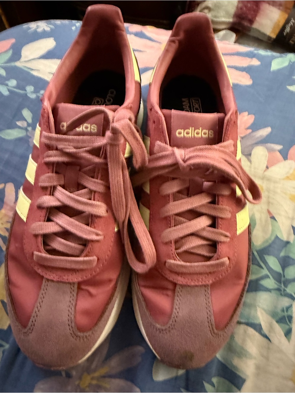 adidas Women's Rose Pink Retro Runner Sneakers with Cream Stripes